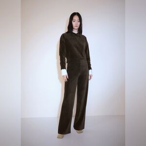 Mango khaki Co-ord set corduroy sweatshirt + pants NWT